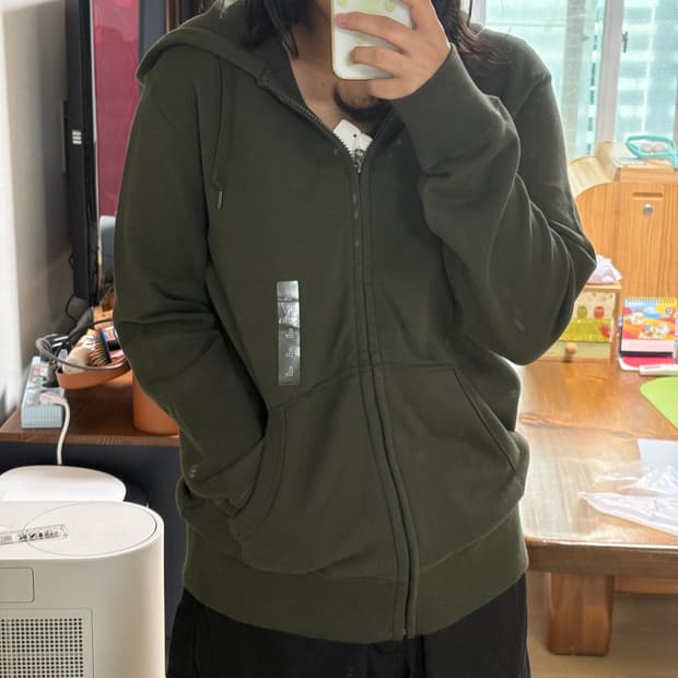 유니클로 후드집업 L 카키 새상품