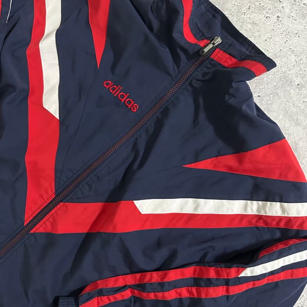 90s Adidas올드스쿨 V-라인 절개 윈드브레이커