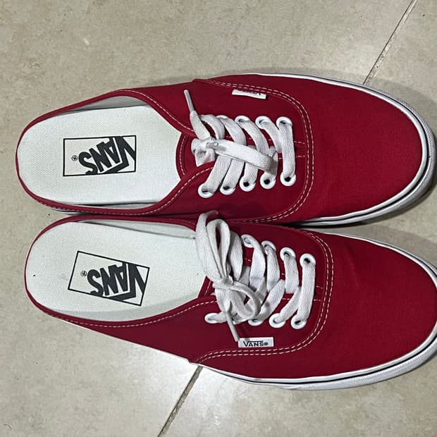 반스 어센틱 뮬 - 레이싱 레드:트루 화이트