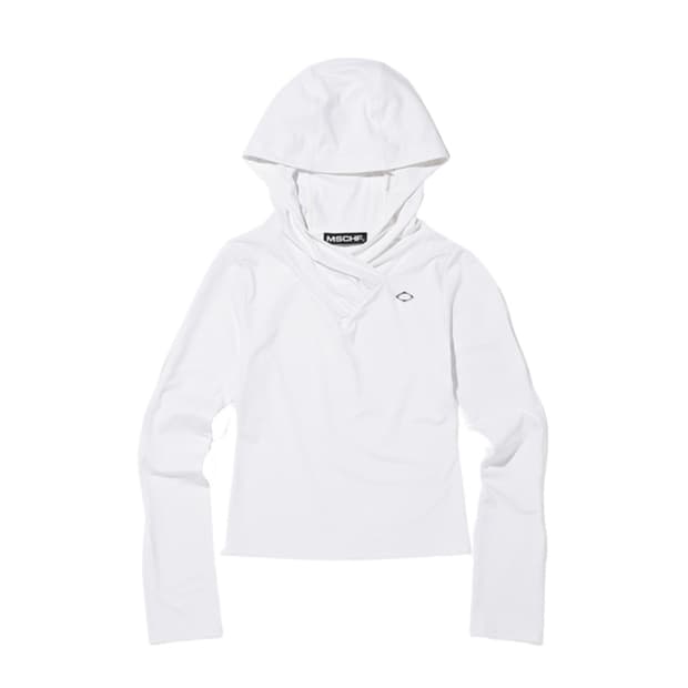 미스치프 후디드 시어링 오버랩 탑 화이트 집업 후드티