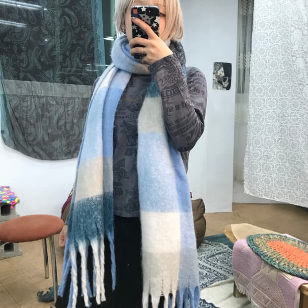 빈티지 배색 스트라이프 머플러 목도리 