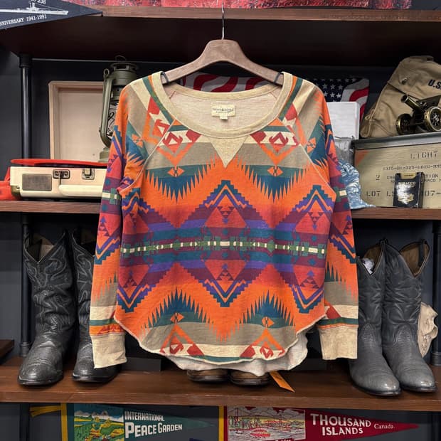 데님앤서플라이 랄프로렌 올오버 에스닉패턴 나그랑 롱슬리브 티셔츠 N604