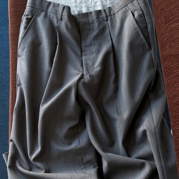 Light wool poly 1 tuck wide trousers