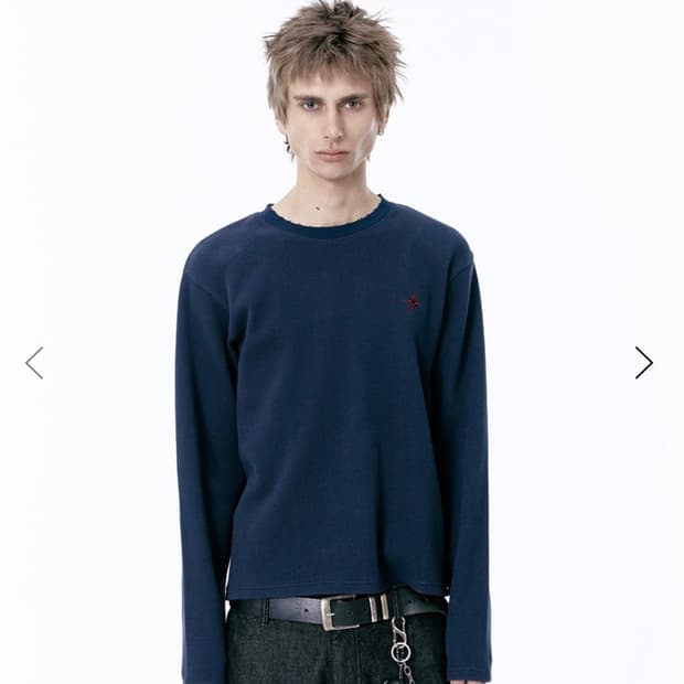 ETCE SIGNATURE LOGO WAFFLE L/S TEE (NAVY