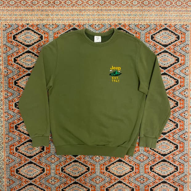 지프 백프린팅 카키 맨투맨 티셔츠 호칭155