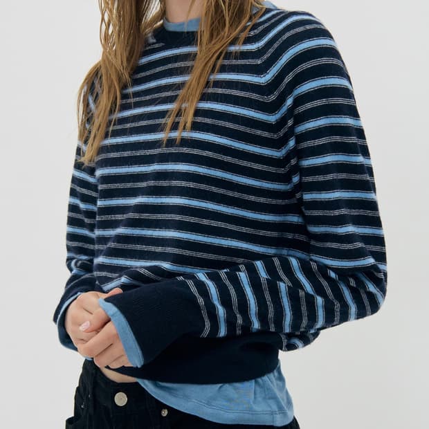 로우클래식 메리노 케시미어 스트라이프 니트 S