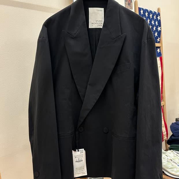 [새제품] 자라 x 스튜디오니콜슨 오버핏 더블 블레이저 네이비 54