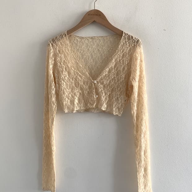 Lace embroidery bolero cardigan