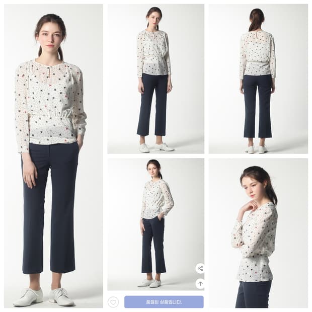 급처새상품!LIST리스트 생로랑느낌 스텔라키홀넥 프린트블라우스 레니본st