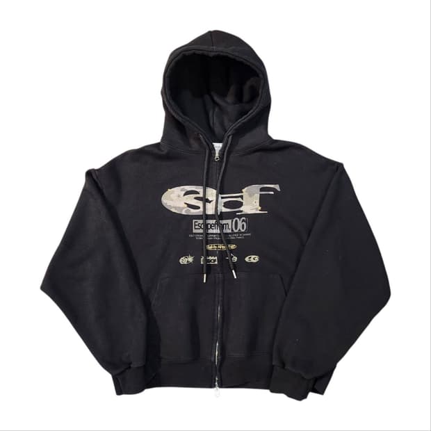 이스케이프프롬 ESCF 로고 그래픽 투웨이 후드집업 Black