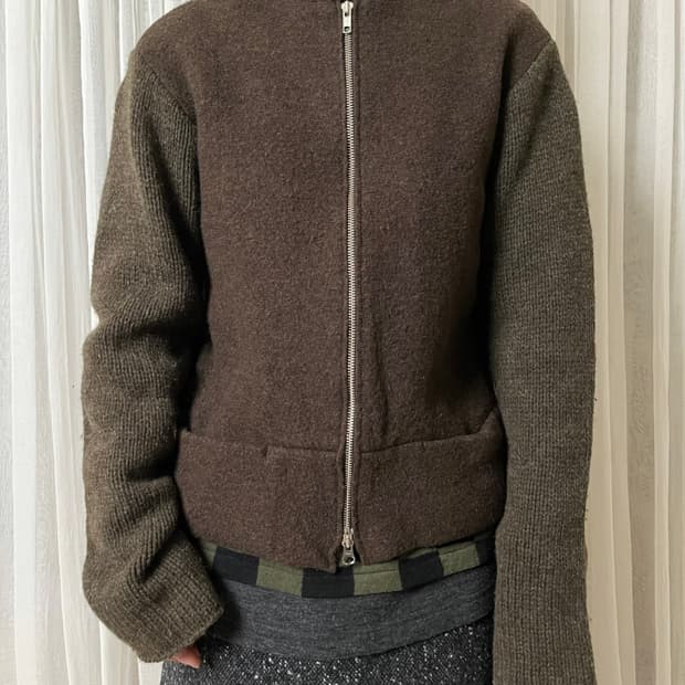 요지야마모토 니트 믹스 집업 자켓 Y’s yohji yamamoto