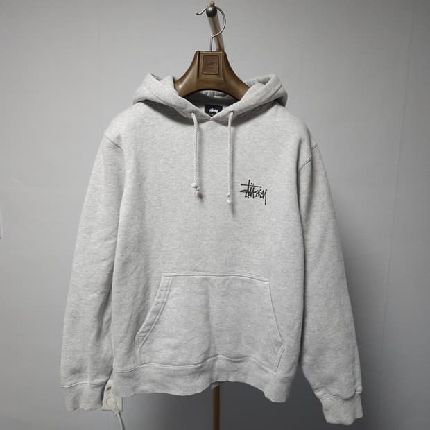 S ) 스투시 기본 빅 로고 후드티 그레이
