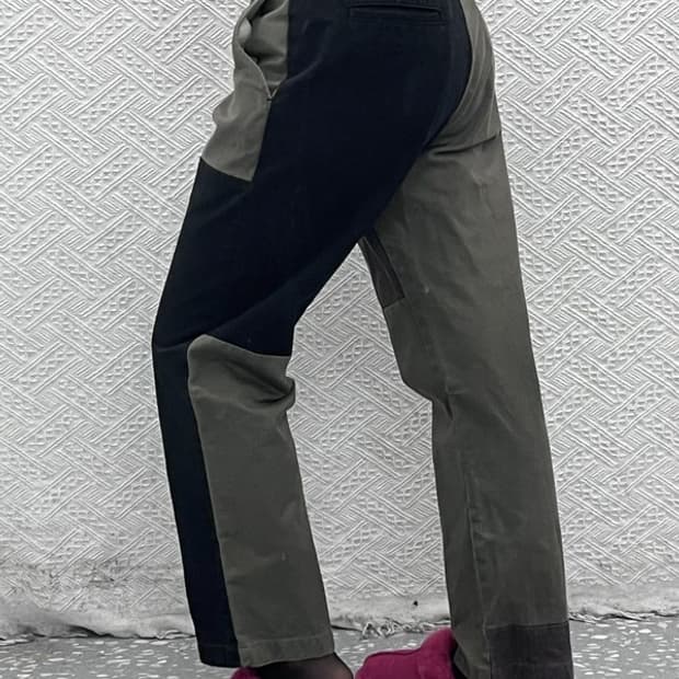 디스이즈네버댓 스트릿 믹스업 패치워크 코튼팬츠 L C08314