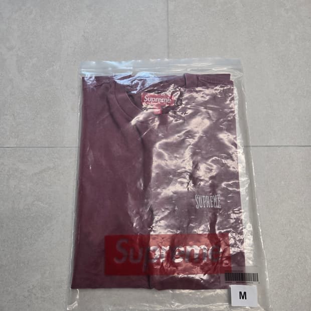 25SS 슈프림 웜업 워시드 숏슬리브 마룬