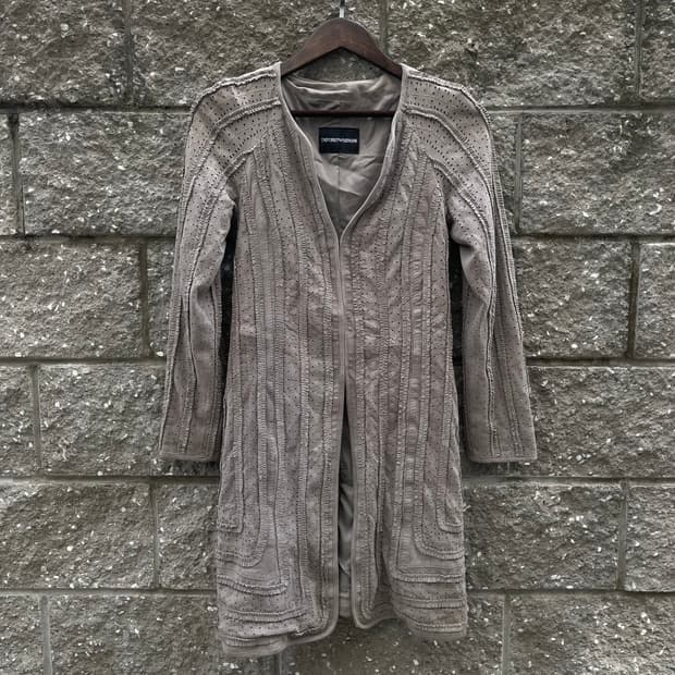 [38] EMPORIO ARMANI 염소기죽 스웨이드 롱 자켓