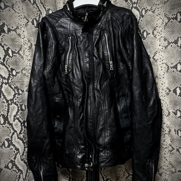 Zip Detail SheepSkin Leather Jacket