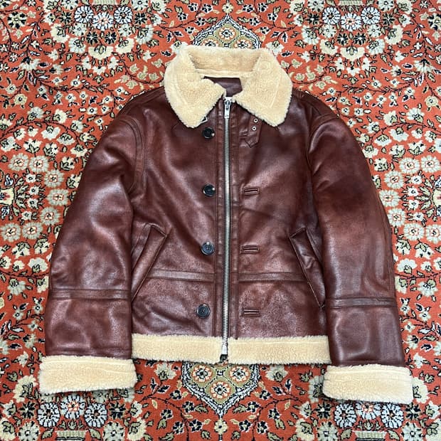 [FREE] 빈티지 레드브라운 레더 무스탕 자켓