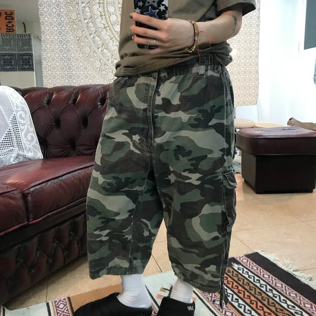 빈티지 카모 카고 반바지 