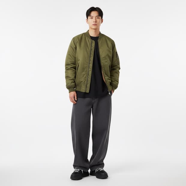 [2/95] 써모어 MA-1 항공 점퍼 카키 남성 빈티지