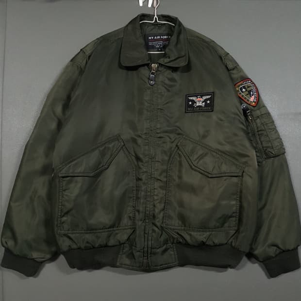 MV 에어포스 밀리터리 MA-1 누빔 점퍼 플라이트 자켓 카키 XL