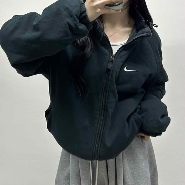 나이키 00s 솔로 스우시 올드스쿨 코튼 아방핏 패딩 퀄티드 자켓 점퍼(