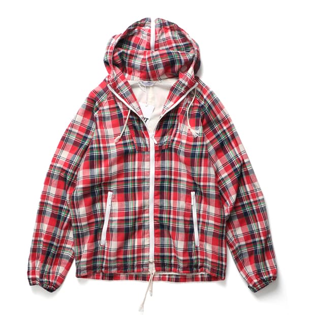 빔즈 BEAMS Madras Check Hoodie