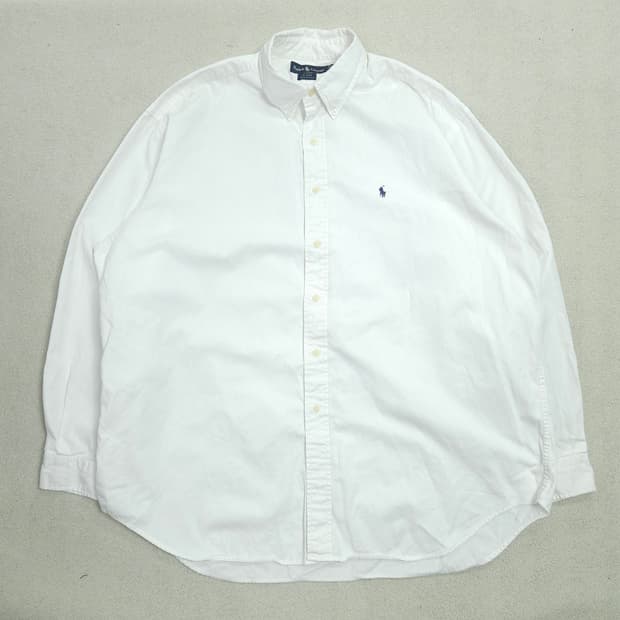 90s 폴로 랄프 로렌 옥스포드 화이트  셔츠 XL 블레어핏