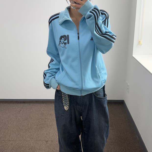 Adidas 아디다스 메시 스카이블루 져지