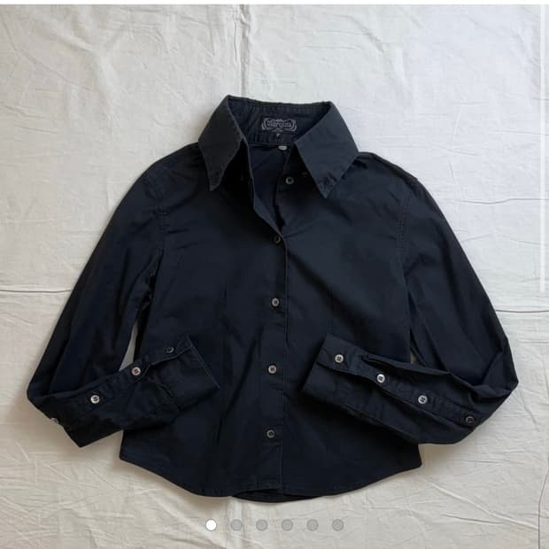 Marquis 빈티지 오픈 암 y2K 크롭셔츠 블랙