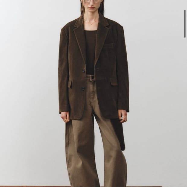 새제품/ 노이어포우먼 스웨이드 테일러드 자켓 딥브라운