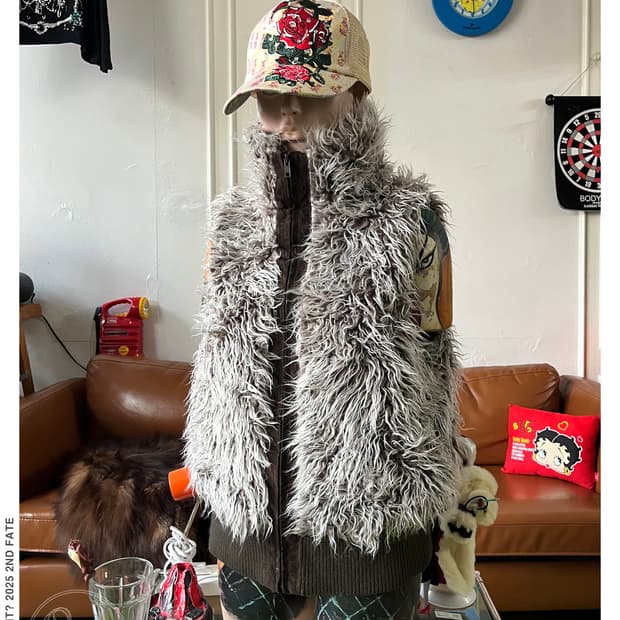 WEARS Inc. High Neck Shaggy Fur Vest