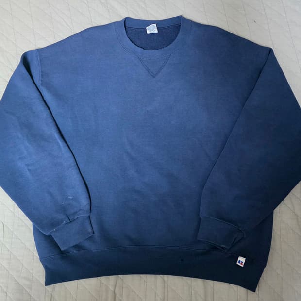 [XL] 90s 빈티지 러셀 네이비 더티 페이드 트래쉬드 맨투맨 스웻