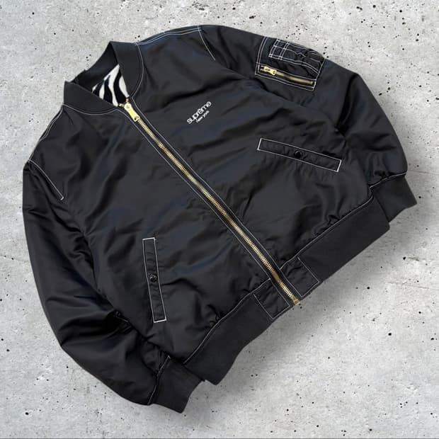 [L] 17ss 슈프림 콘트라베이스 리버시블 블랙 봄버 자켓 B528