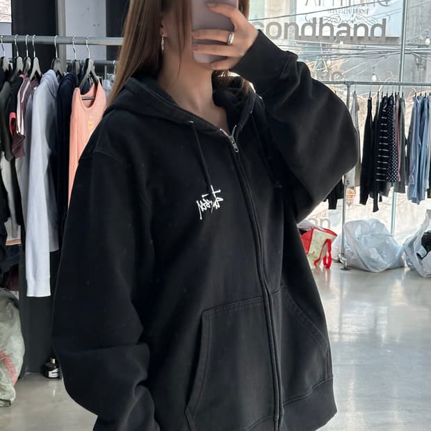 스투시 스탁 백로고 후드집업