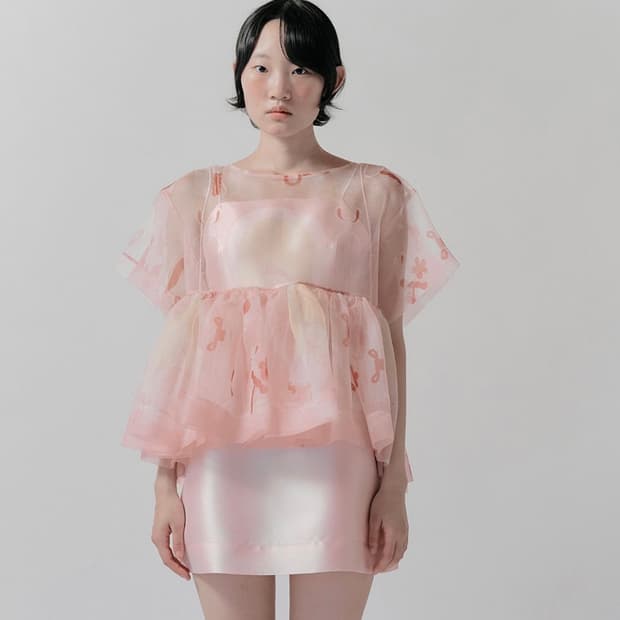 minjukim 민주킴 오간자 프린팅 탑