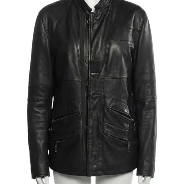 M) ink military leather jacket