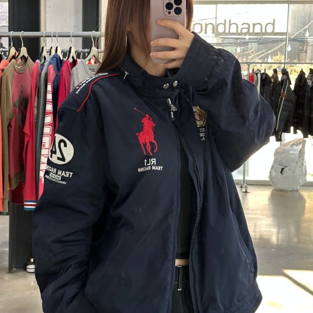 폴로랄프로렌 US 빅포니 넥버튼 레이싱 투웨이점퍼2XL