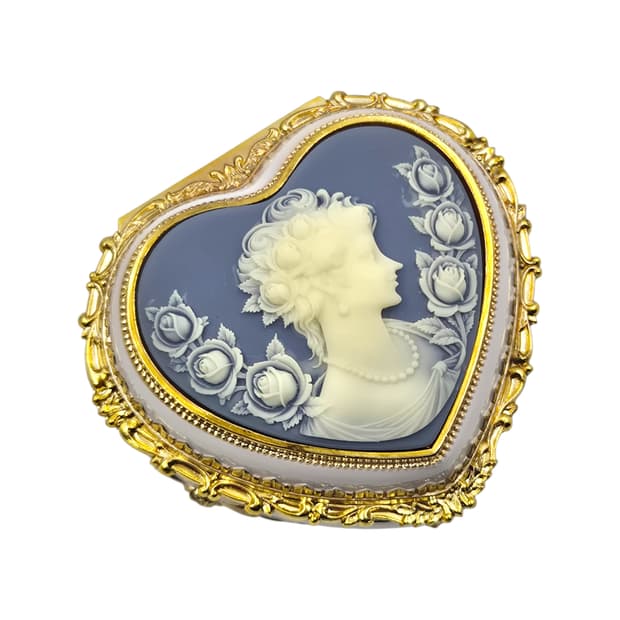 80s 산쿄 엔틱 여인 카메오 하트 오르골 보석함