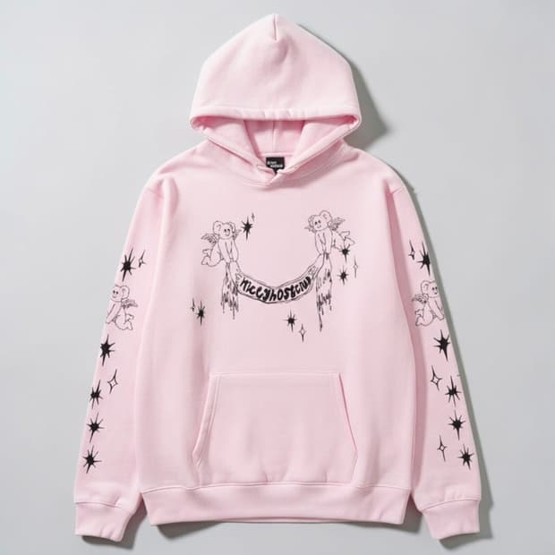 Niceghostclub 나이스고스트클럽 엔젤베어 후드티 핑크 오버핏
