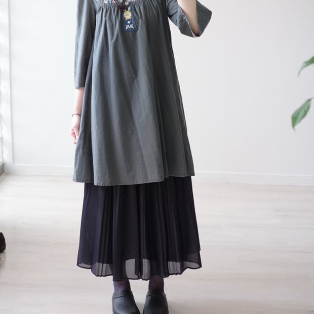 Ethnic flower cotton one-piece