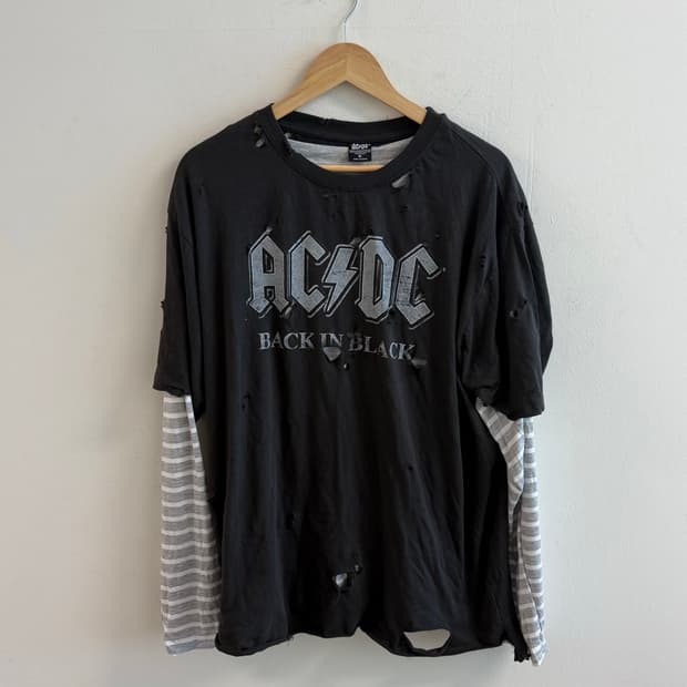 Distressed AC/DC faded tee (긴팔 레이어드 포함)