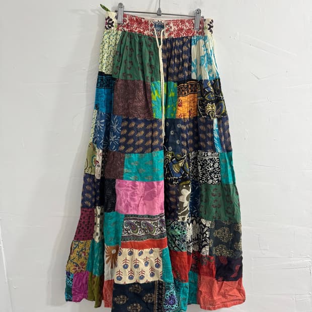 hippie patch long skirt