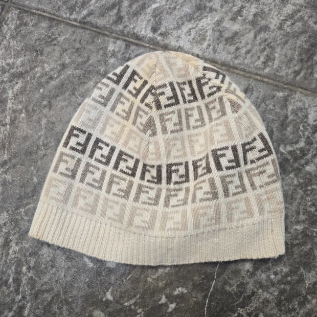 펜디 FF 로고 비니 아이보리 키즈