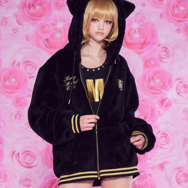 베메클 마시멜로우 키티 퍼 자켓 블랙