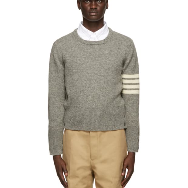 톰브라운 셰틀랜드 크루넥 울 니트 그레이 cp컴퍼니 칼하트