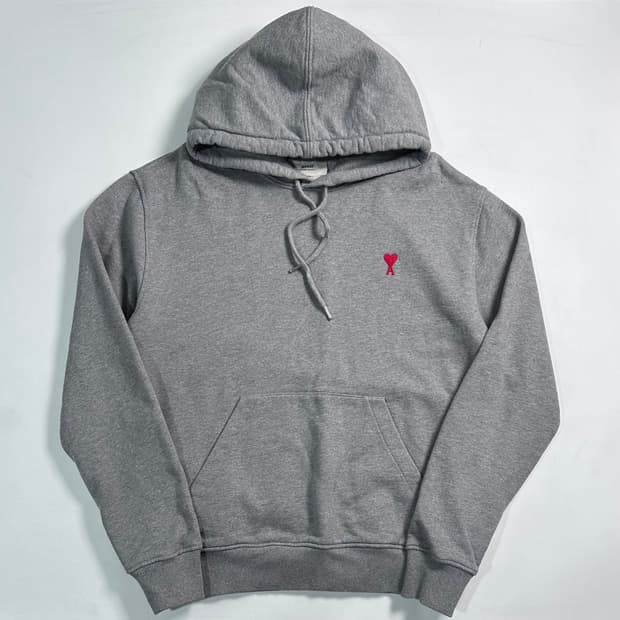 아미 스몰로고 다크 그레이 후드티 