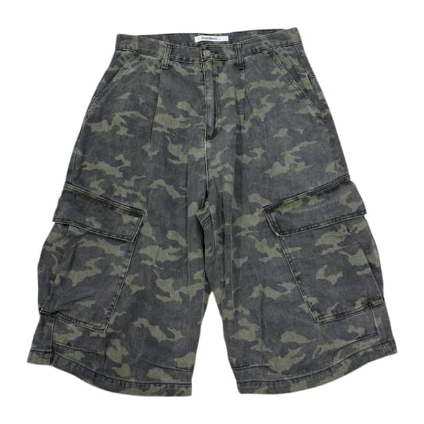 어반드레스 사이드 빅 데님 버뮤다 카고팬츠 카모 L