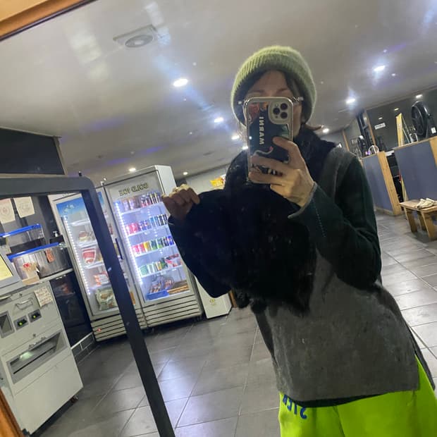 블랙 리얼 밍크 목도리