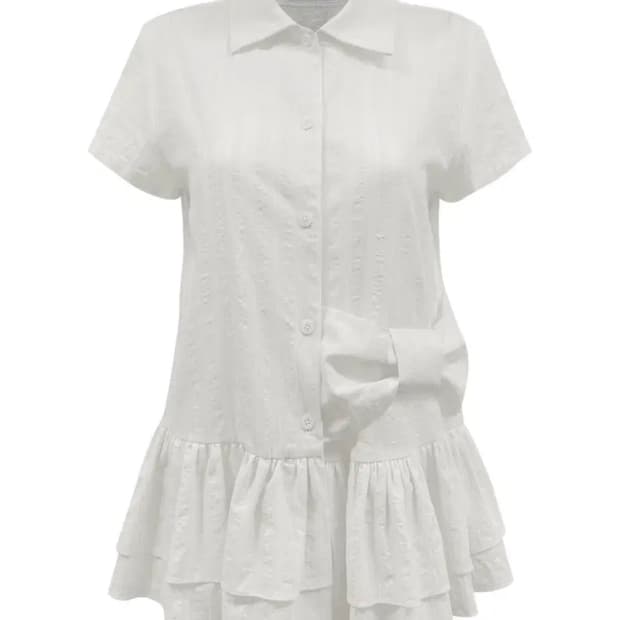 체메씨 보우 프릴 쁘띠 셔츠 bow frill petit shirt