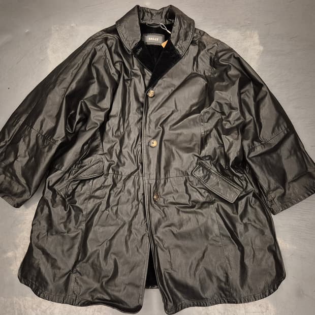 90s BALLY 숄카라 레더 코트